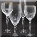 Waterford Carlton gold rimmed stemware. 